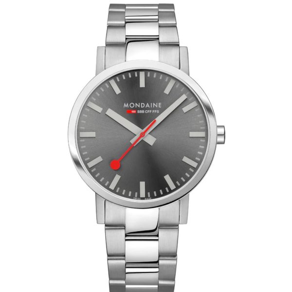 Mondaine Classic Quartz Stainless Steel Strap Grey Dial Unisex Watch A660.30360.81SBJ