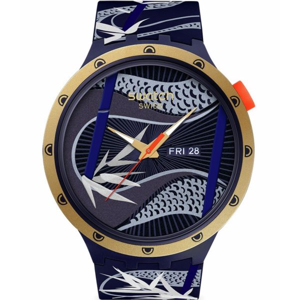 Swatch BIG BOLD Year of the Snake Blue and Golden Lithe Dancer Silicone Strap Blue Dial Men's Watch SB05Z700